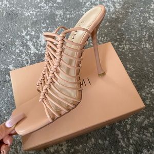 SIMMI Violeta Nude Knot Strappy Mules US 7 *NEW